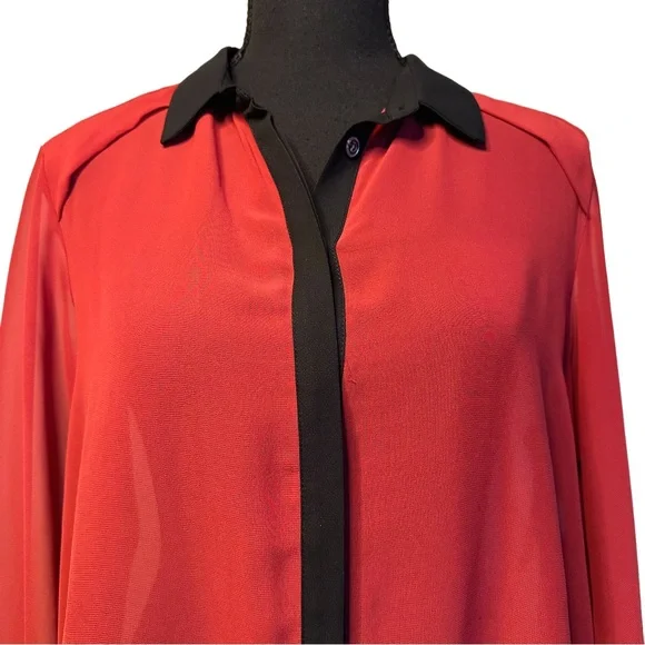 ✨Red & Black Sheer Blouse – Size M - Picture 6 of 10